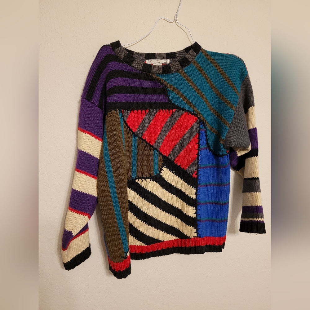 Vintage Colorful Patchwork crochet sweater by RIR
